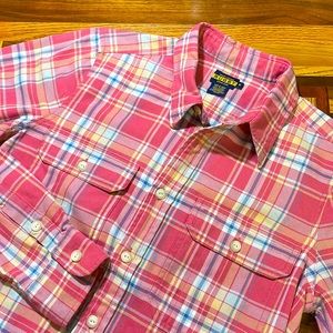 Rugby Ralph Lauren womens 6 pink flannel plaid button up shirt EUC